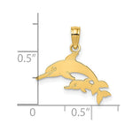 Load image into Gallery viewer, 14K Yellow Gold MOTHER &amp; CALF Dolphin LEFT Charm Pendant
