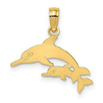 Load image into Gallery viewer, 14K Yellow Gold MOTHER &amp; CALF Dolphin LEFT Charm Pendant

