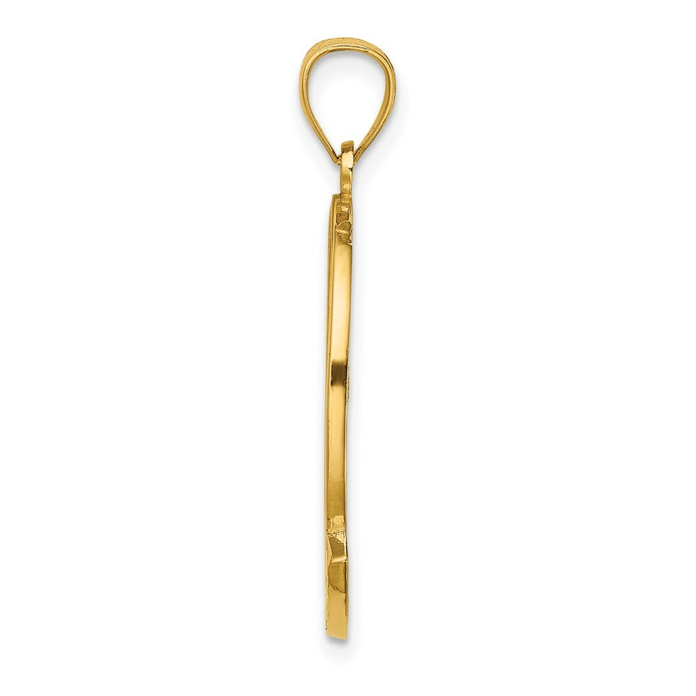 14K Yellow Gold PUERTO RICO With Dolphin & Sunset In Frame Charm Pendant