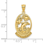 Load image into Gallery viewer, 14K Yellow Gold PUERTO RICO With Dolphin &amp; Sunset In Frame Charm Pendant
