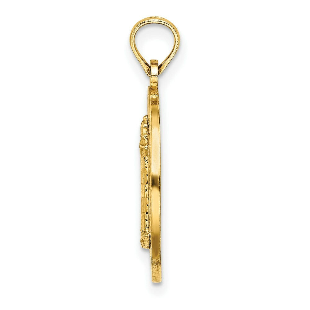 14K Yellow Gold BOOTHBAY HARBOR Round Frame With Lighthouse Charm Pendant