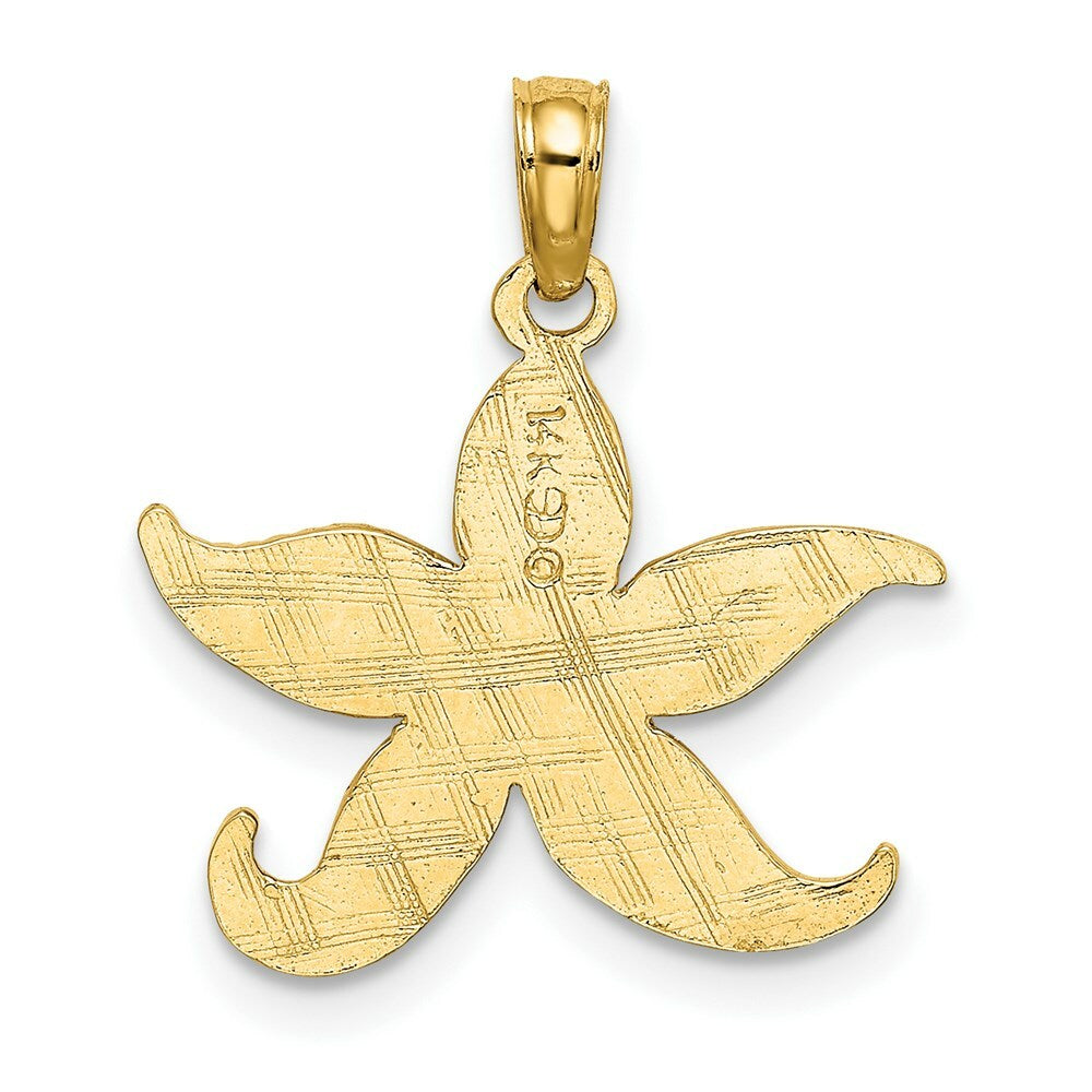 14K Yellow Gold FLAT Starfish Charm Pendant