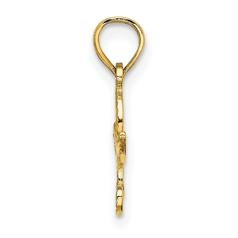 14K Yellow Gold FLAT Starfish Charm Pendant