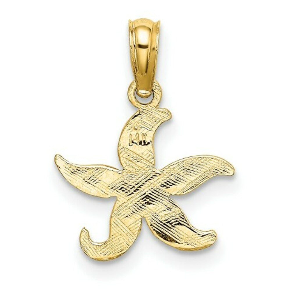 14K Yellow Gold FLAT Starfish Charm Pendant