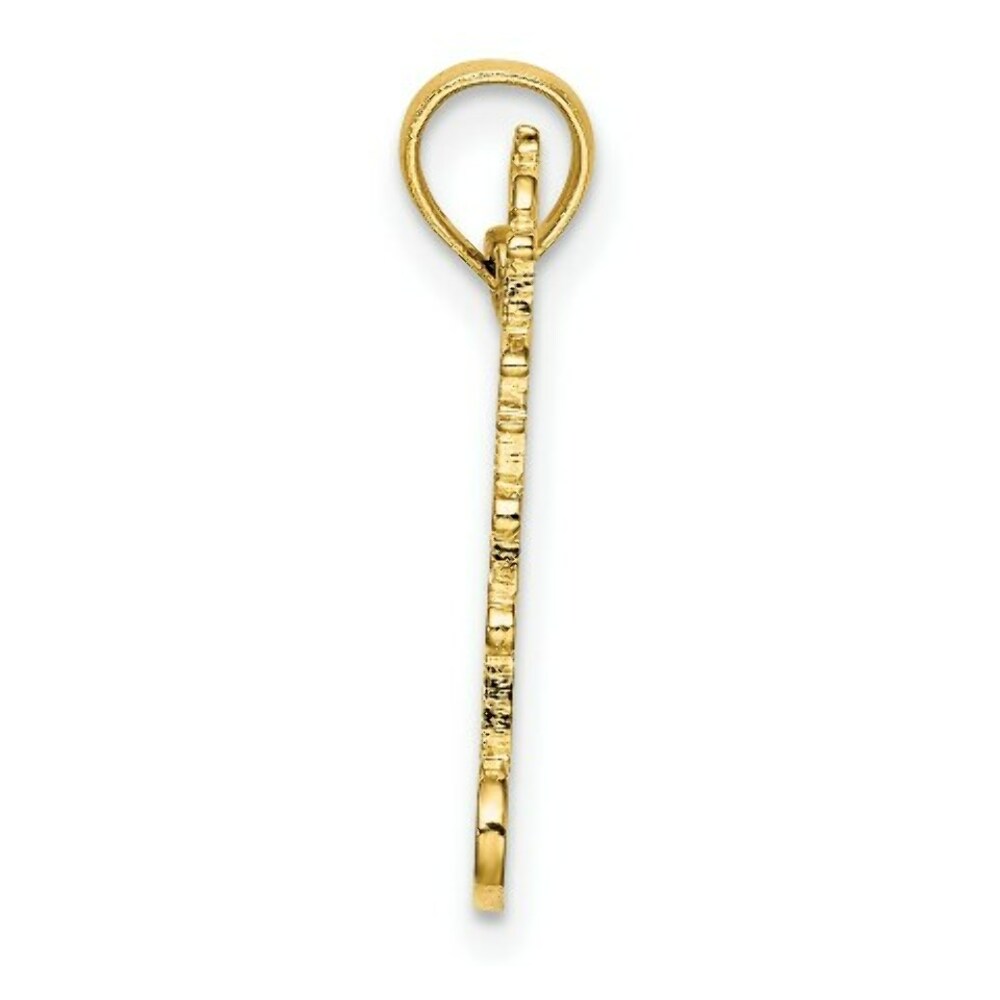 14K Yellow Gold Cut-Out Lighthouse With Water Charm Pendant
