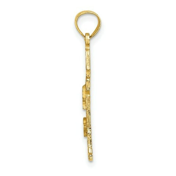14K Yellow Gold Lighthouse With Seagulls Charm Pendant