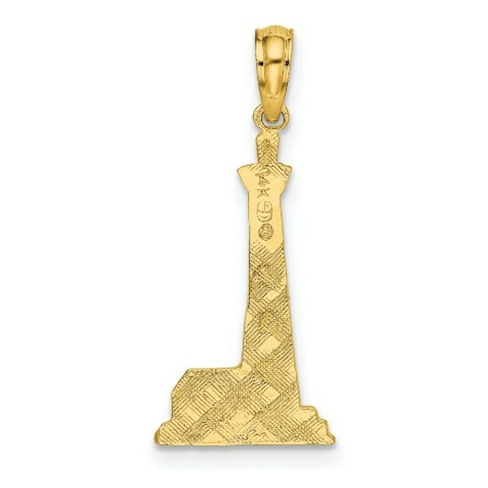 14K Yellow Gold Lighthouse With Building Charm Pendant