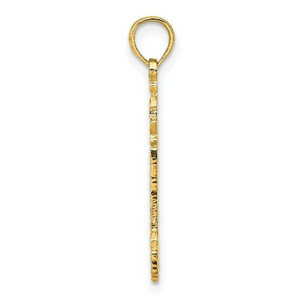 14K Yellow Gold Flat & Textured Lighthouse Charm Pendant