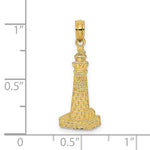 Load image into Gallery viewer, 14K Yellow Gold Flat &amp; Textured Lighthouse Charm Pendant
