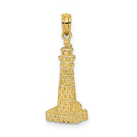 Load image into Gallery viewer, 14K Yellow Gold Flat &amp; Textured Lighthouse Charm Pendant
