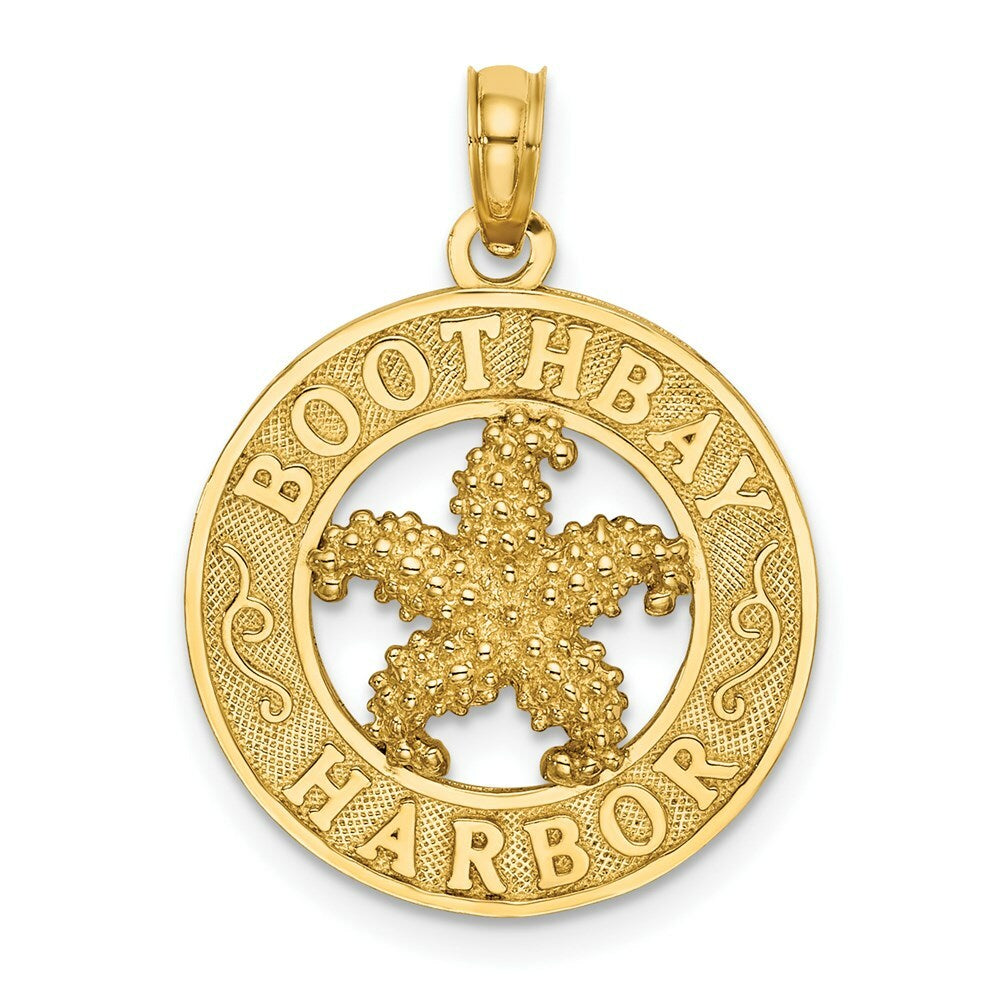 14K Yellow Gold BOOTHBAY HARBOR Round Frame With Starfish Charm Pendant