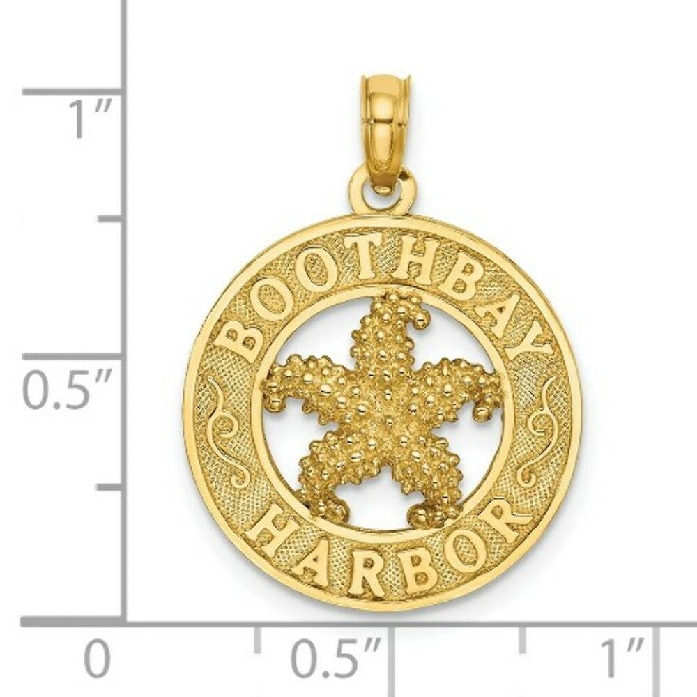 14K Yellow Gold BOOTHBAY HARBOR Round Frame With Starfish Charm Pendant