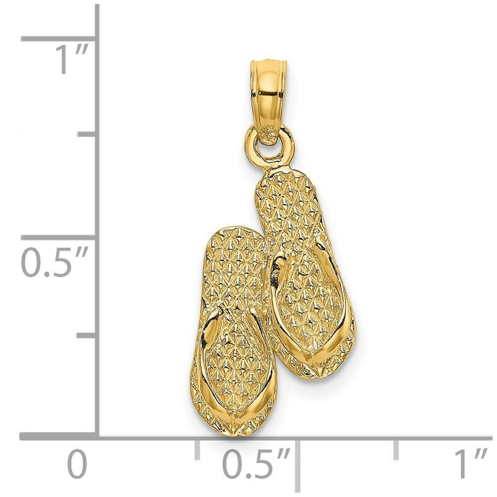 14K Yellow Gold ANTIGUA, W.I. Double Flip-Flop Charm Pendant