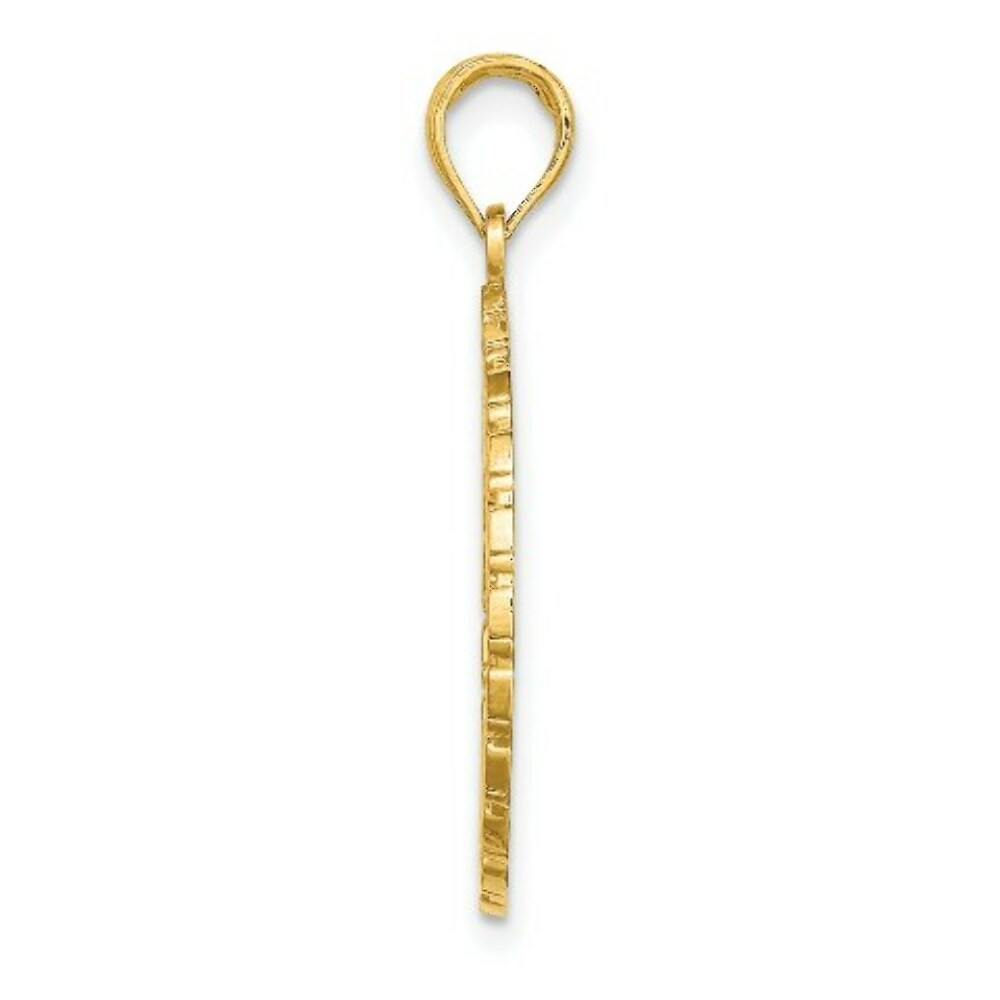 14K Yellow Gold PUERTO RICO Under Palm Tree In Disk Charm Pendant