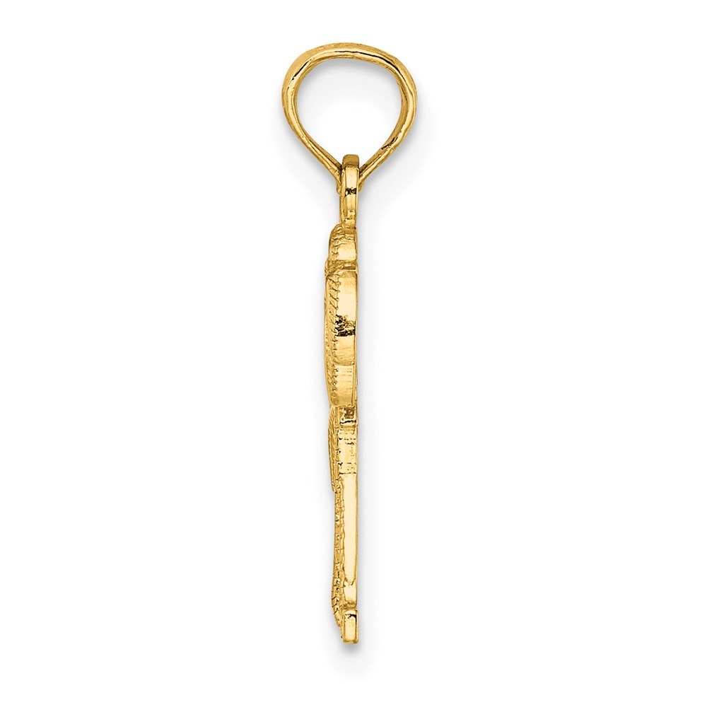 14K Yellow Gold Textured Double Palm Tree Charm Pendant