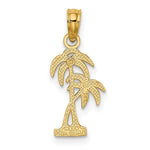 Load image into Gallery viewer, 14K Yellow Gold Textured Double Palm Tree Charm Pendant
