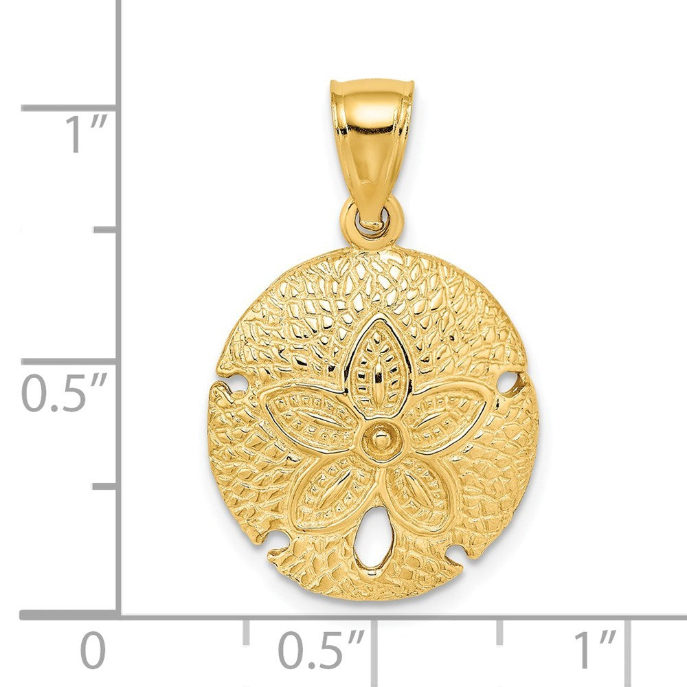 14K Yellow Gold 2-D SAND DOLLAR Charm Pendant