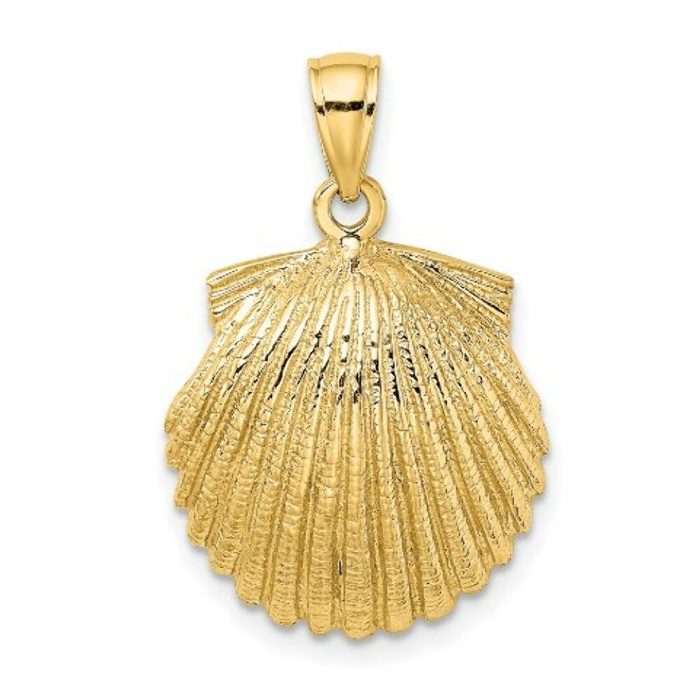 14K Yellow Gold 2-D SCALLOP SHELL Charm Pendant