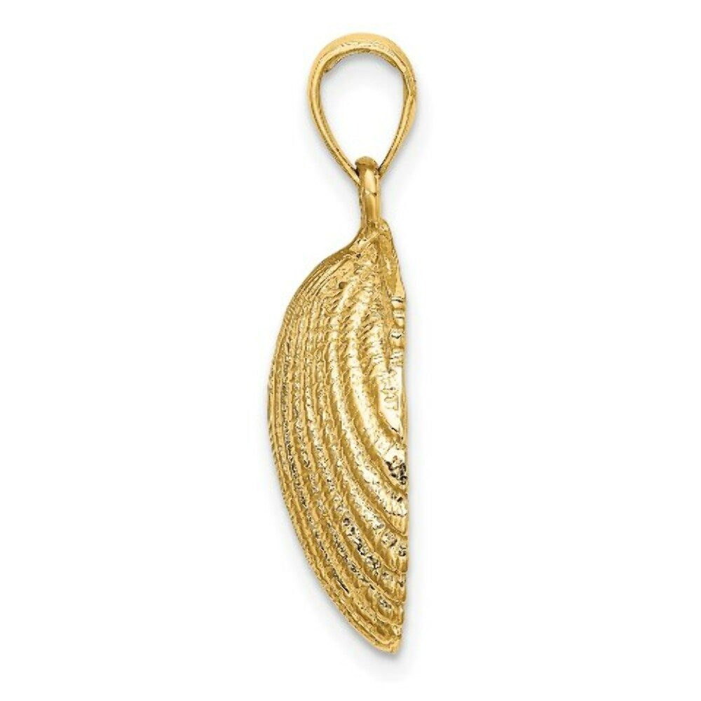 14K Yellow Gold 2-D SCALLOP SHELL Charm Pendant