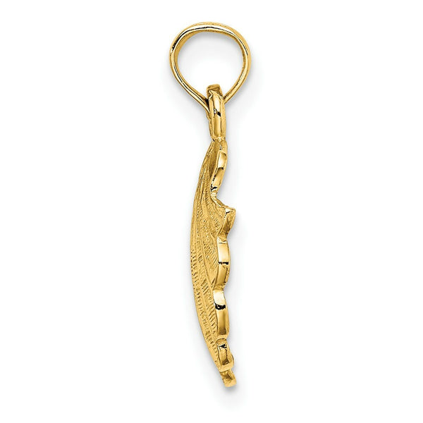 14K Yellow Gold 2-D SCALLOP SHELL Charm Pendant