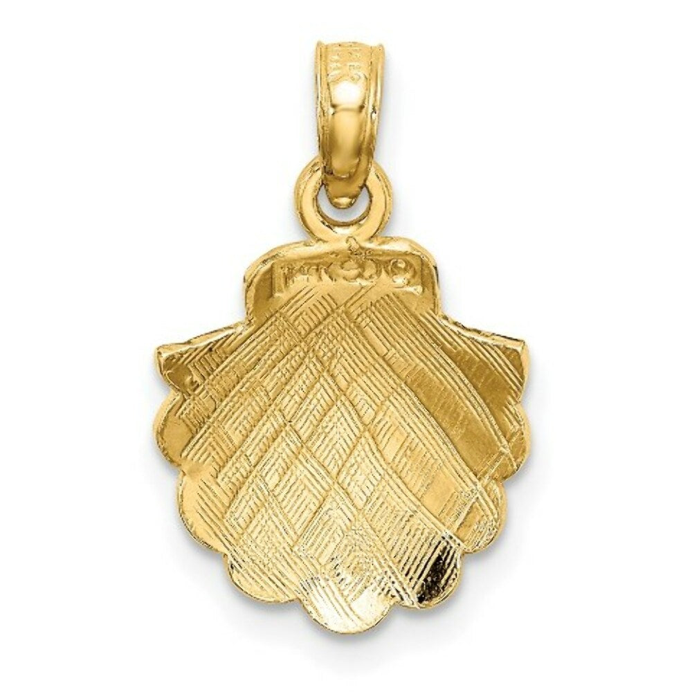 14K Yellow Gold 2-D SCALLOP SHELL Charm Pendant