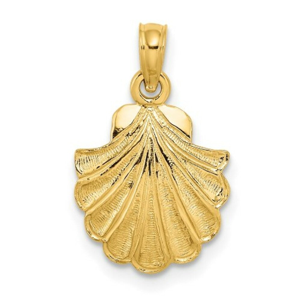 14K Yellow Gold 2-D SCALLOP SHELL Charm Pendant