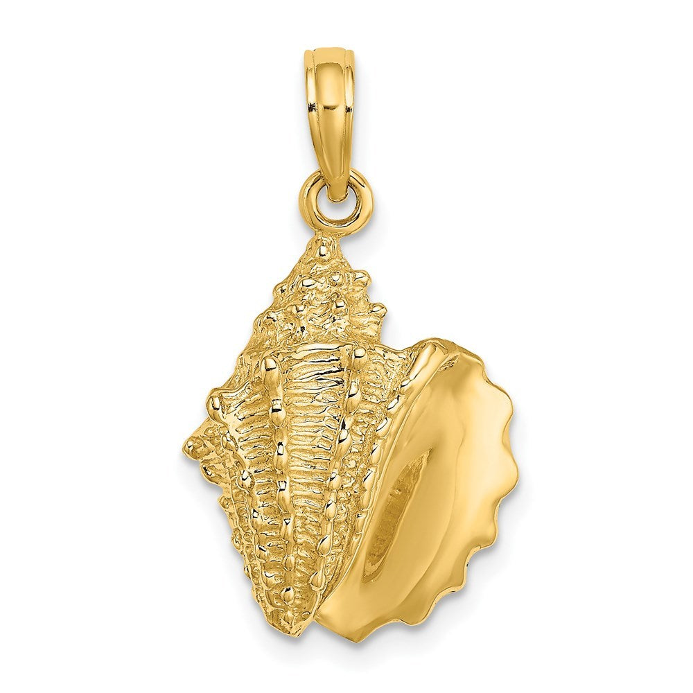 14K Yellow Gold 2-D Conch Shell Charm Pendant