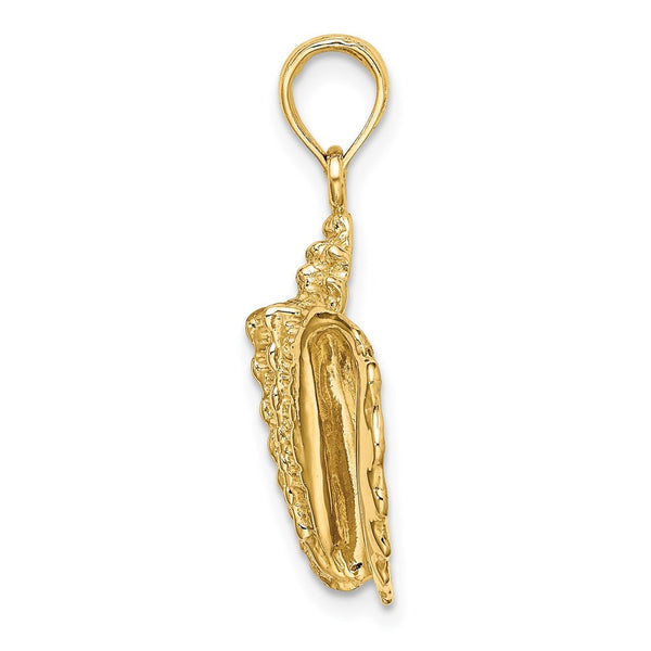14K Yellow Gold 2-D Conch Shell Charm Pendant