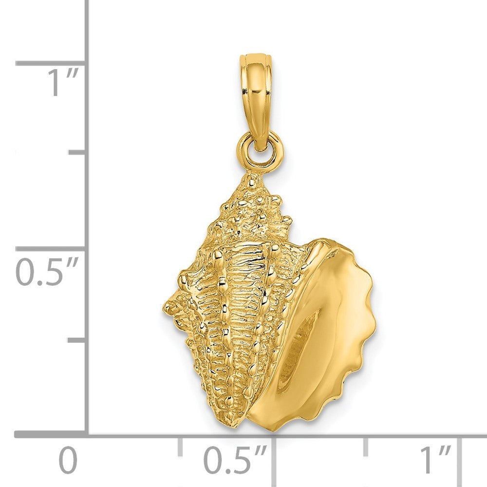 14K Yellow Gold 2-D Conch Shell Charm Pendant