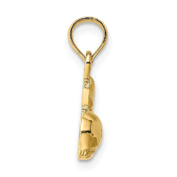 14K Yellow Gold 2-D Polished I HEART Whale Charm Pendant