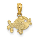 Load image into Gallery viewer, 14K Yellow Gold Flat &amp; Engraved PLAYFUL FISH Charm Pendant
