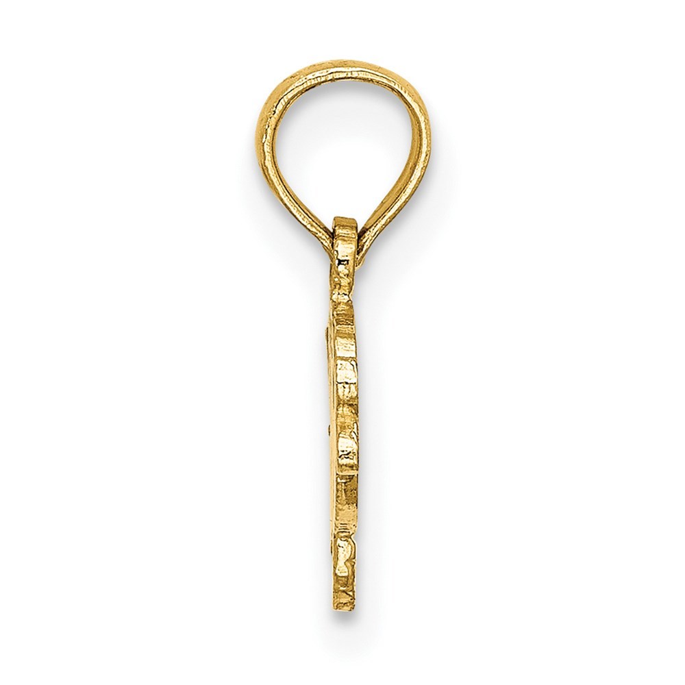 14K Yellow Gold Flat & Engraved PLAYFUL FISH Charm Pendant