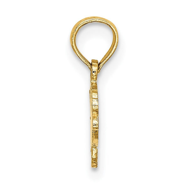 14K Yellow Gold Flat & Engraved PLAYFUL FISH Charm Pendant