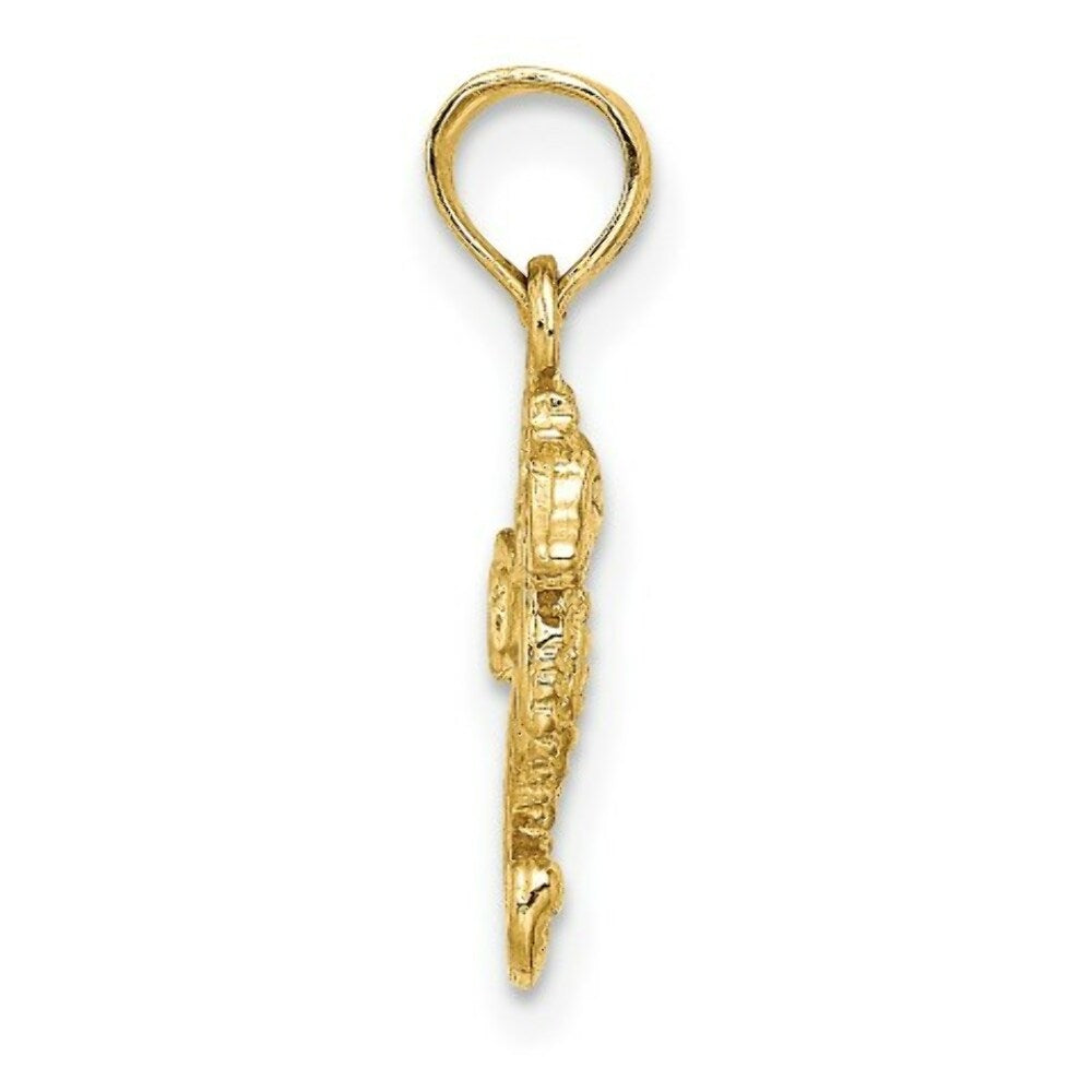 14K Yellow Gold 2-D Mini SeaHorse Charm Pendant