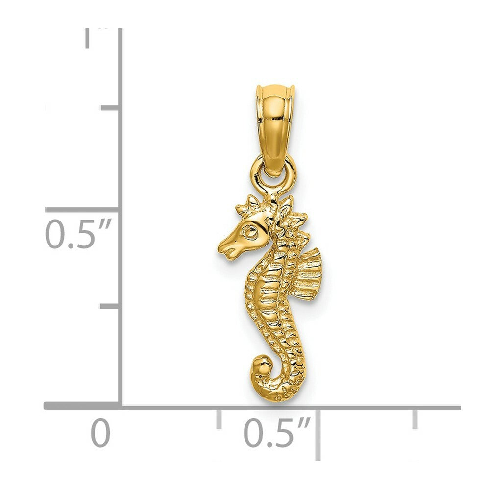 14K Yellow Gold 2-D Mini SeaHorse Charm Pendant