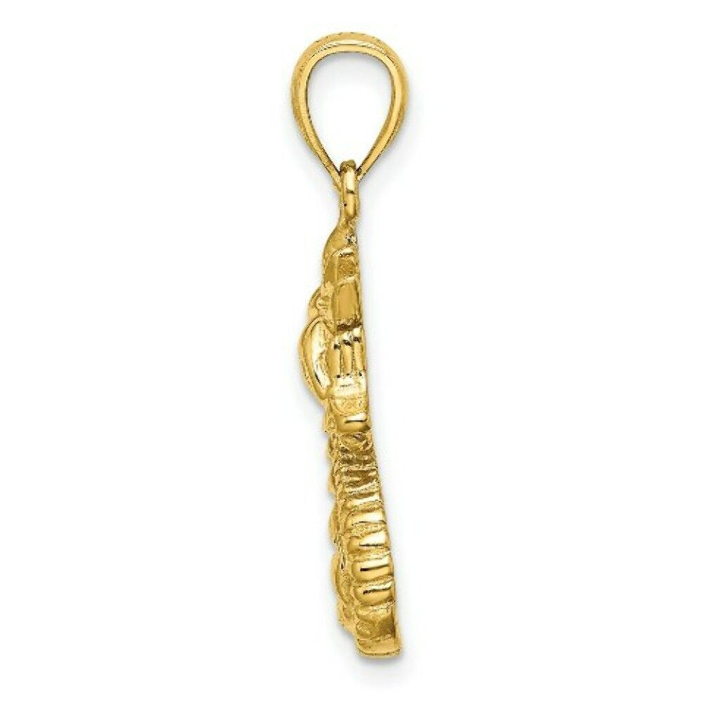 14K Yellow Gold 2-D SeaHorse Charm Pendant