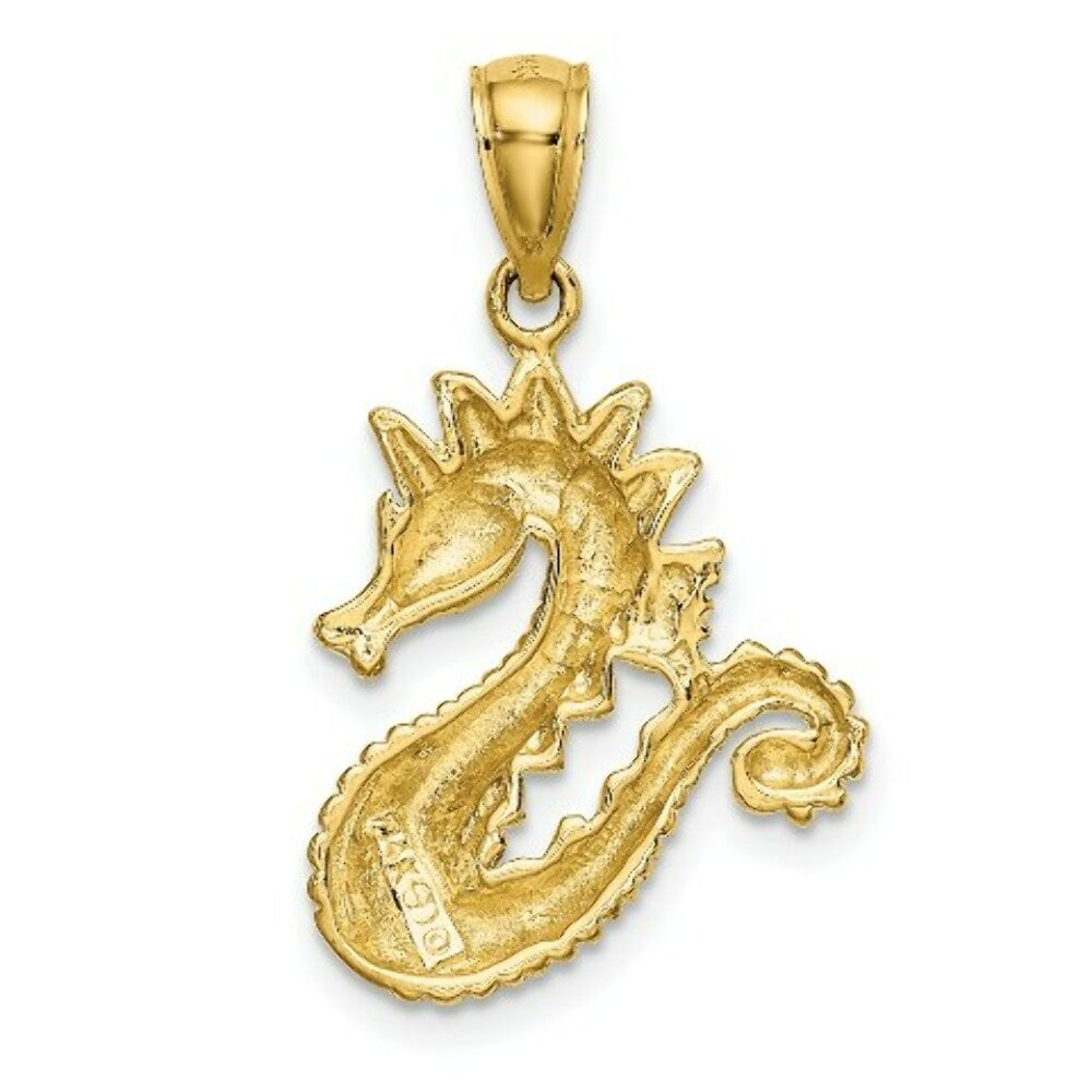 14K Yellow Gold 2-D SeaHorse Charm Pendant