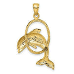 Load image into Gallery viewer, 14K Yellow Gold Dolphin Jumping Through Hoop Charm Pendant
