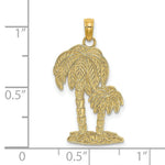 Load image into Gallery viewer, 14K Yellow Gold 2-D Textured Double Palm Trees Charm Pendant
