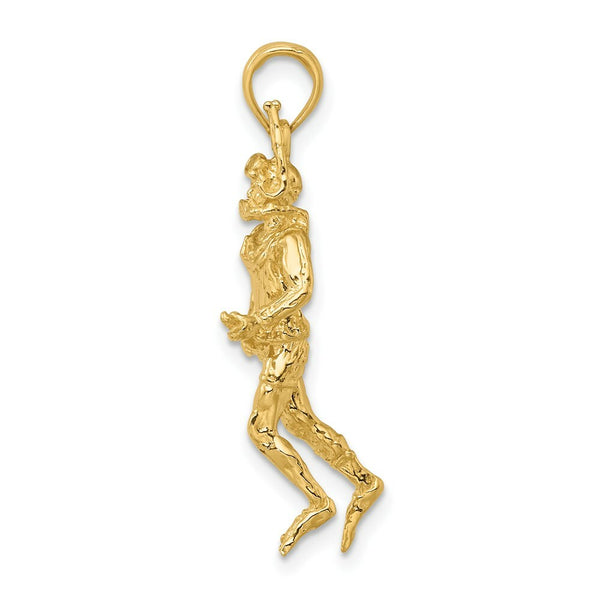 14K Yellow Gold 3-D Scuba DIVER Charm Pendant