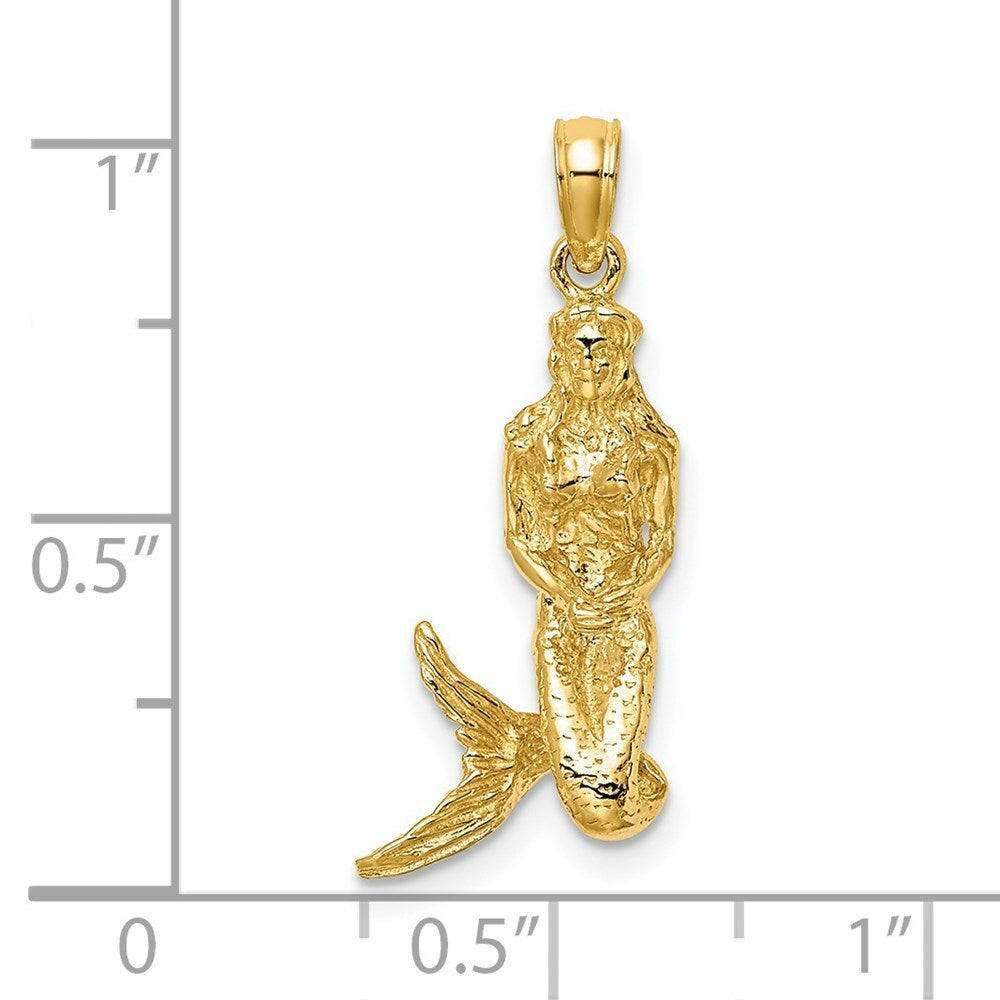 14K Yellow Gold 3-D MERMAID Charm Pendant