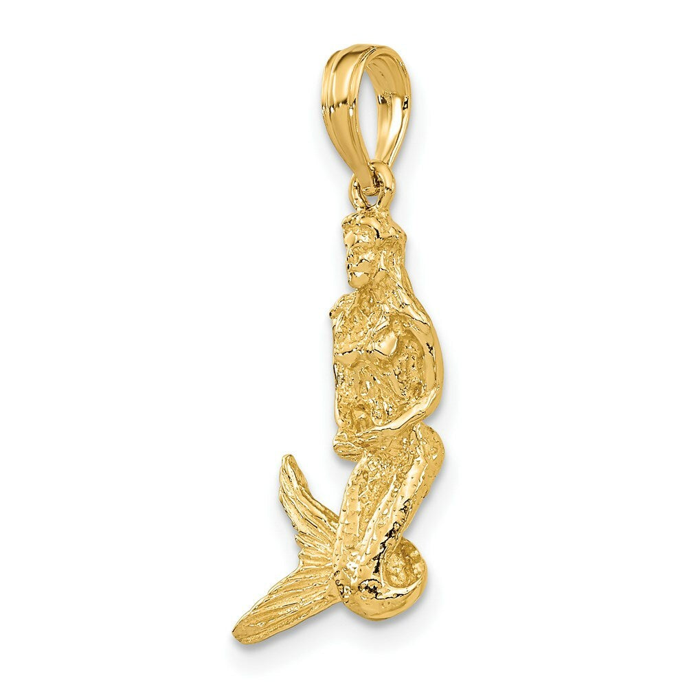 14K Yellow Gold 3-D MERMAID Charm Pendant