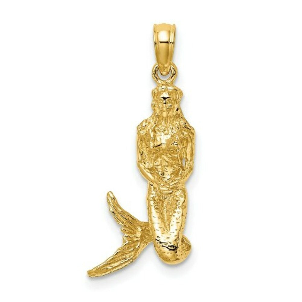 14K Yellow Gold 3-D MERMAID Charm Pendant