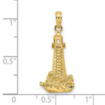 Load image into Gallery viewer, 14K Yellow Gold LIGHTHOUSE With WAVE Charm Pendant
