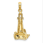 Load image into Gallery viewer, 14K Yellow Gold LIGHTHOUSE With WAVE Charm Pendant

