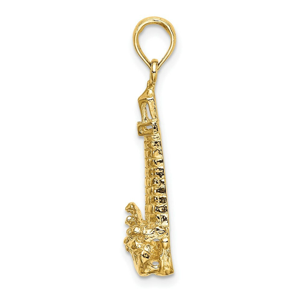14K Yellow Gold LIGHTHOUSE With WAVE Charm Pendant