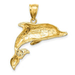 Load image into Gallery viewer, 14K Yellow Gold 2-D Polished and Engraved Dolphin Charm Pendant

