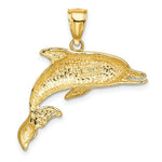 Load image into Gallery viewer, 14K Yellow Gold 2-D Polished and Engraved Open Mouth Dolphin Charm Pendant
