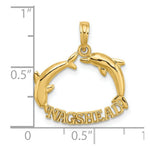 Load image into Gallery viewer, 14K Yellow Gold 2-D Polished NAGSHEAD With Jumping Dolphins Charm Pendant
