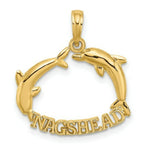 Load image into Gallery viewer, 14K Yellow Gold 2-D Polished NAGSHEAD With Jumping Dolphins Charm Pendant
